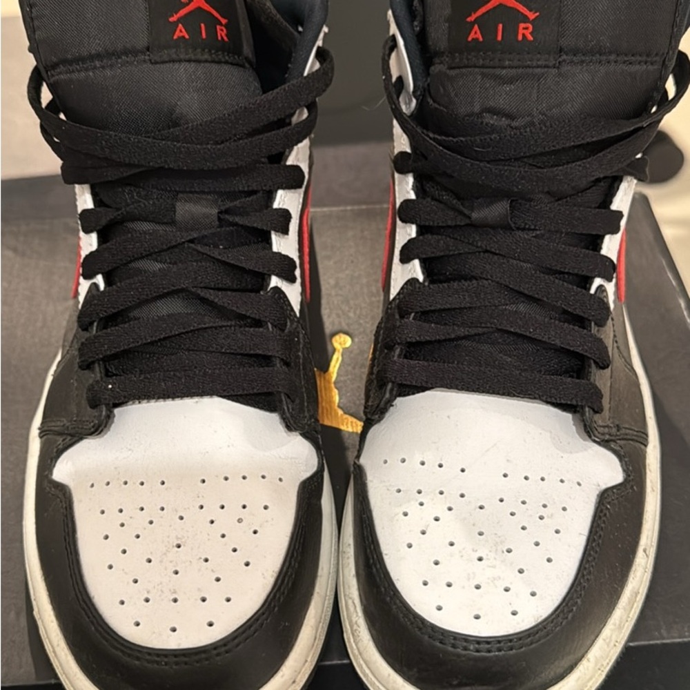 Jordan Black, White, and Red Sneakers
